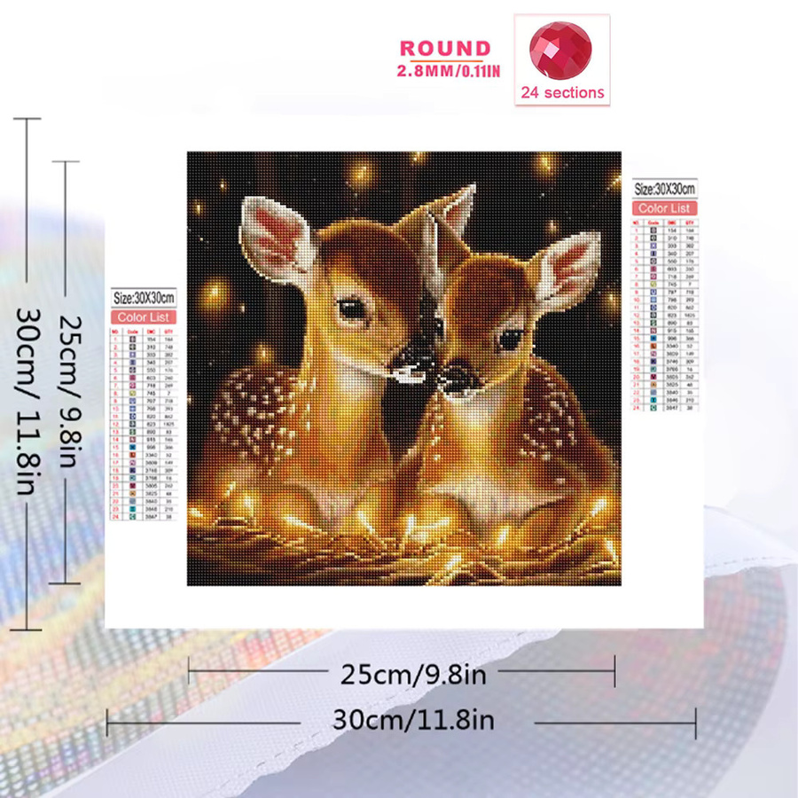 Momoart DIY Diamantgemälde Hirsch Motiv als rundes Mosaik-Bastelset in Multicolour, Durchmesser: 20 cm - Bild 2
