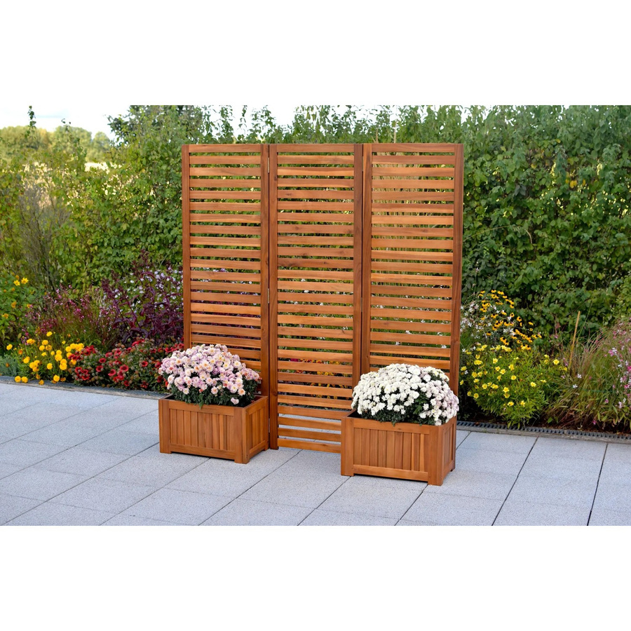 Merxx Sichtschutzwand aus Akazienholz mit 2 Blumenkästen, braun, B/H/T: 158 x 165,5 x 32,5 cm - Bild 2