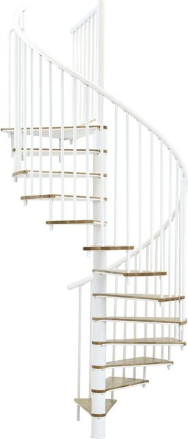 Minka Spindeltreppe Switch in Eiche Weiß mit einem Durchmesser von 160 cm für eine Raumhöhe bis 295 cm - Bild 1