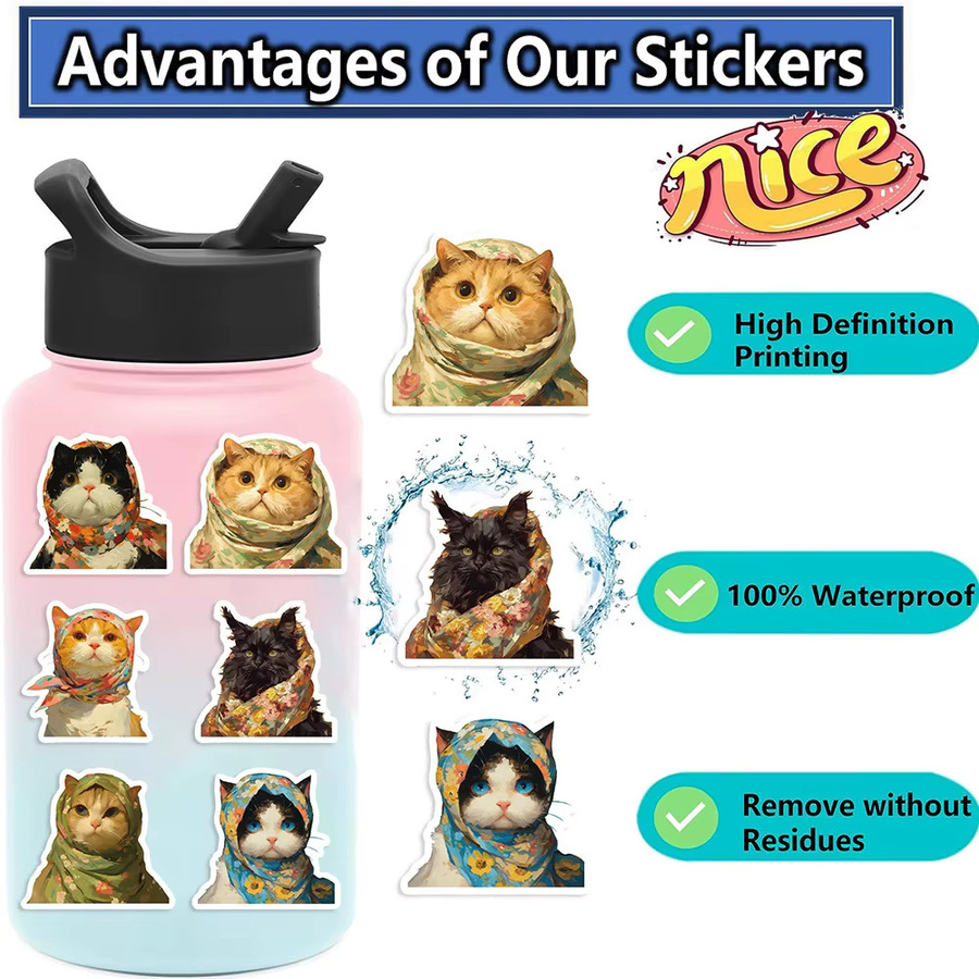 50 oder 100 Stück bunte Cartoon Katze Graffiti Aufkleber wasserfest für Notebook, Gitarre und Gepäck - Bild 2