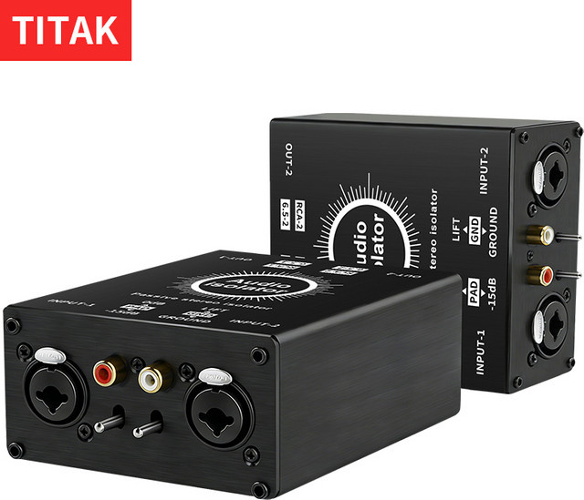 TITAK 2-Kanal Passiver Kreislauffilter als Erdungsschleifen-Isolator und Rauschfilter mit XLR/TS/TRS und RCA Anschlüssen in Schwarz - Bild 1
