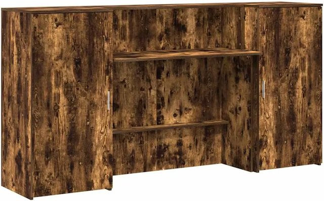 vidaXL Empfangstheke aus Holzwerkstoff in Räuchereiche, Braun, B/T/H: 200 x 50 x 103,5 cm - Bild 1