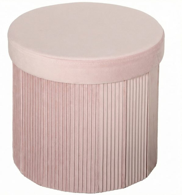 Aosom HOMCOM Aufbewahrungs-Pouf als faltbare Aufbewahrungsbank aus Samt in Rosa, runde Aufbewahrungsbox mit 35 l Volumen, B/T/H: 38 x 38 x 38 cm - Bild 1
