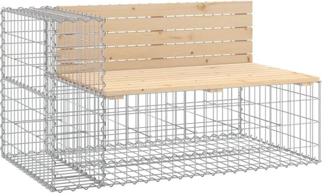DELUKE Gabionenbank INO aus Stahl und Kiefernholz in Silber, B/T/H: 122 x 71 x 65,5 cm - Bild 1
