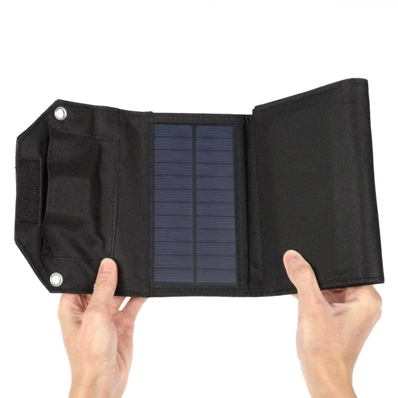 Luxuglow Faltbares Solarpanel mit USB-A und USB-C Anschlüssen, Tragbares Solar-Ladegerät für Outdoor und Camping, Schwarz - Bild 4