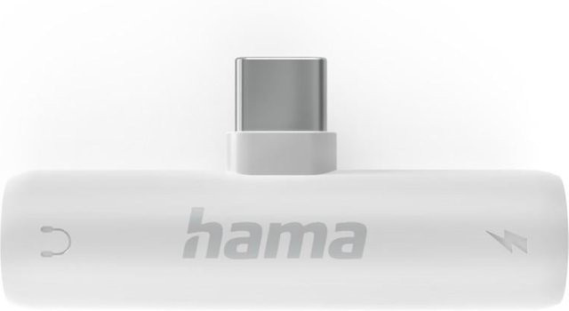 Hama Audio-Adapter USB-C auf 3,5 mm Klinke mit USB-C PD Ladefunktion in Weiß - Bild 1