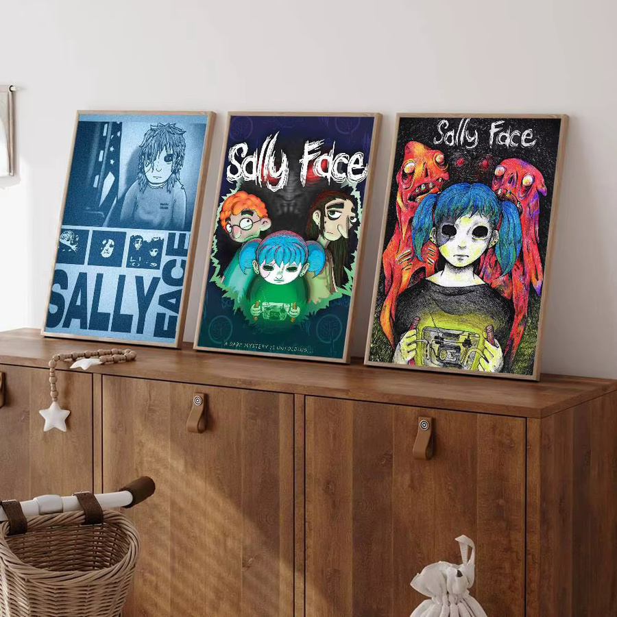 Sally Face Anime-Poster Selbstklebender Whitepaper-Aufkleber in Weiß zur DIY Raumdekoration - Bild 1