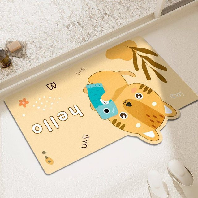 Yiran Furniture Badezimmer Fußmatte mit Cartoon-Motiv, saugfähig und rutschfest, Diatomit, B/B: 80 x 50 cm, Multicolour - Bild 1