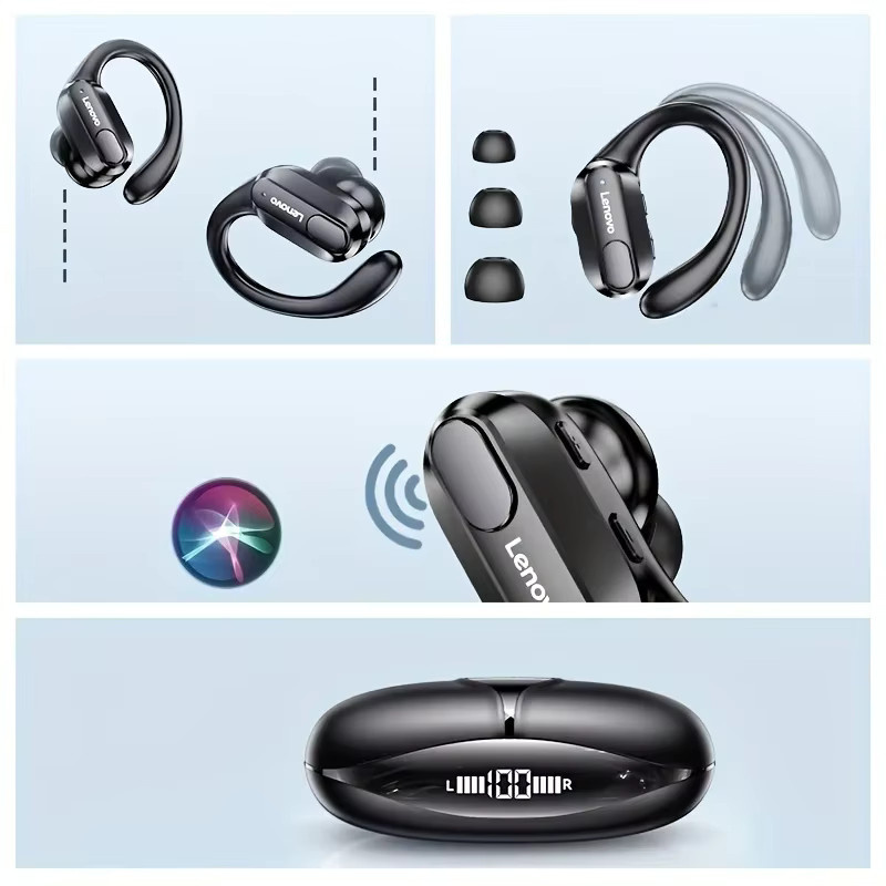 Lenovo XT80 Bluetooth 5.3 Kopfhörer in Schwarz mit Mikrofon, Rauschunterdrückung und wasserdichtem Design - Bild 5