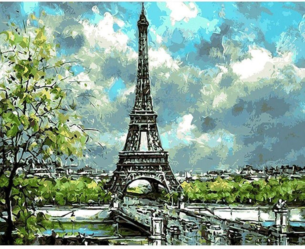 FIYO Diamond Painting Set Abstrakt Paris Tour de Paris Stickmuster mit Strass Steinen, Mehrfarbig, B: 30 cm, H: 20 cm - Bild 1