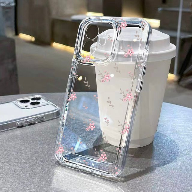 Stoßfeste transparente Silikon-Handyhülle mit Blumen-Design für iPhone 11, 12, 13, 14, 15 Pro Max, XR, XS, 7, 8 Plus und SE3 von TUNEDEE - Bild 1