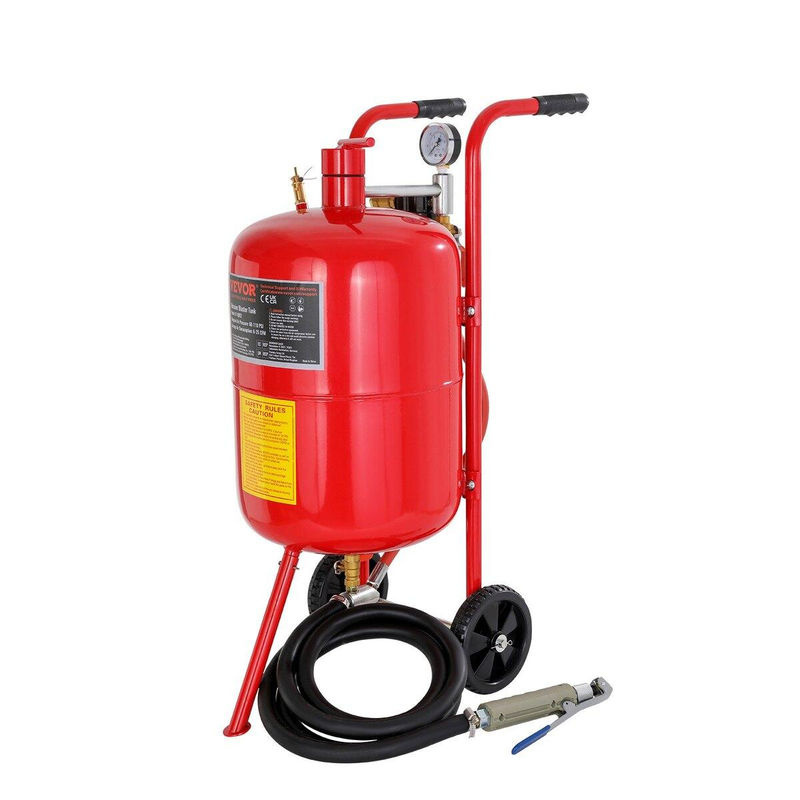 Buying Solutions MB Sandstrahler mit 38 l Fassungsvermögen in Rot inklusive Keramikdüse, Manometer und Gummirädern - Bild 2
