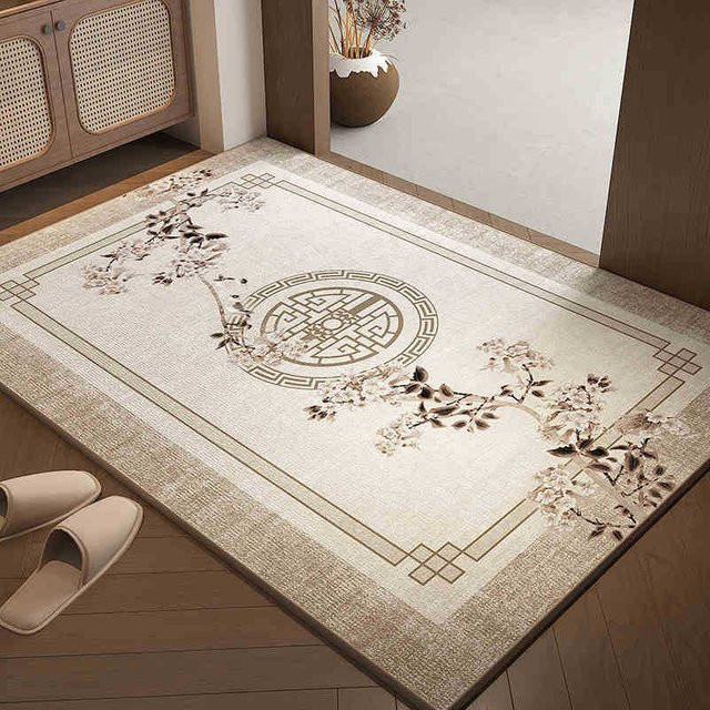 Moderne rutschfeste Fußmatte in Beige mit Streifenmuster aus Polyester, B/B: 40 x 60 cm - Bild 1