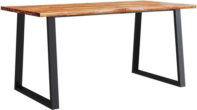 vidaXL Esstisch aus Akazien-Massivholz mit Baumkante in Braun, B/T/H: 160 x 80 x 75 cm - Bild 1
