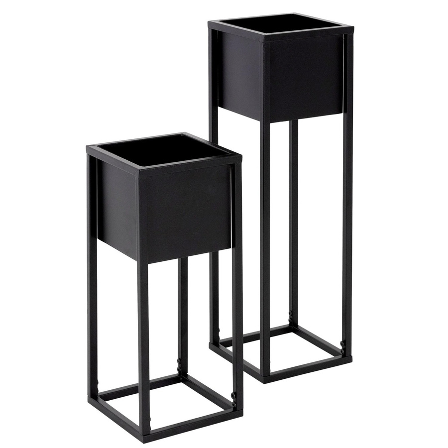 ML-Design Blumenständer 4er Set Schwarz aus Metall mit Übertopf, B/T/H: 21 x 21 x 50 cm und 21 x 21 x 70 cm - Bild 2