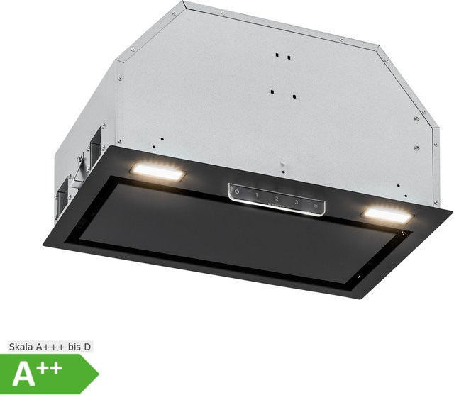 Klarstein Camila Einbau Dunstabzugshaube in Schwarz mit Edelstahl-Finish, Breite: 60 cm, 369 m³/h, LED-Display und Touch-Bedienung - Bild 1