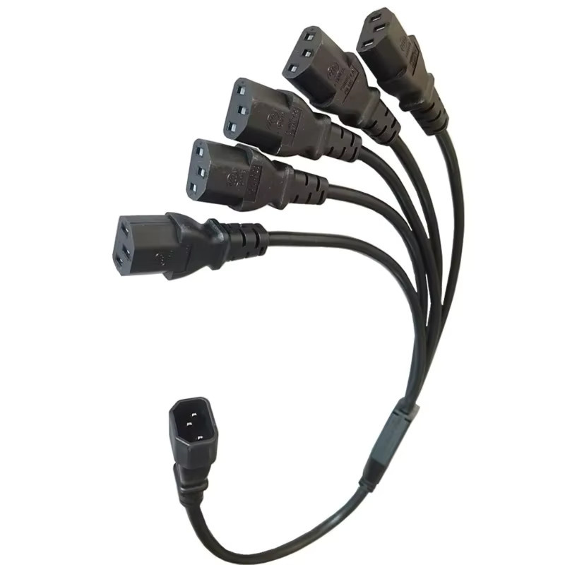 BSN Stromkabel Splitter Adapter IEC C14 auf 2/3 IEC C13 Stecker in Schwarz - Bild 1