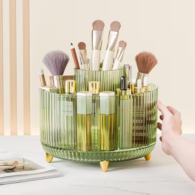 Rotierender Make-up-Organizer aus Kunststoff für deinen Schreibtisch mit großem Fassungsvermögen zur Kosmetik-Aufbewahrung - Bild 1