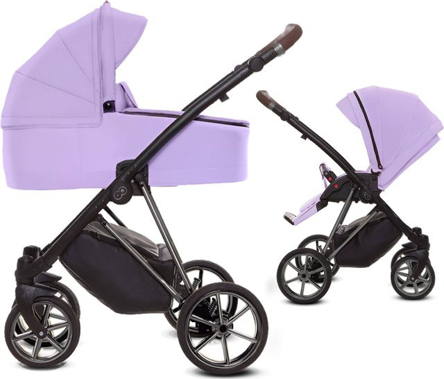 TPFLiving 2in1 Kinderwagen Ultra Stoff in Lila mit silbernem Gestell - Bild 1