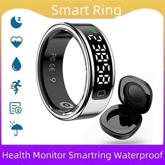 Timethinker R11C Smart Ring mit Display für Männer und Frauen in Silber mit Herzfrequenzmessung, Schlafmonitor und Wasserdichtigkeit für Android und iOS - Bild 1