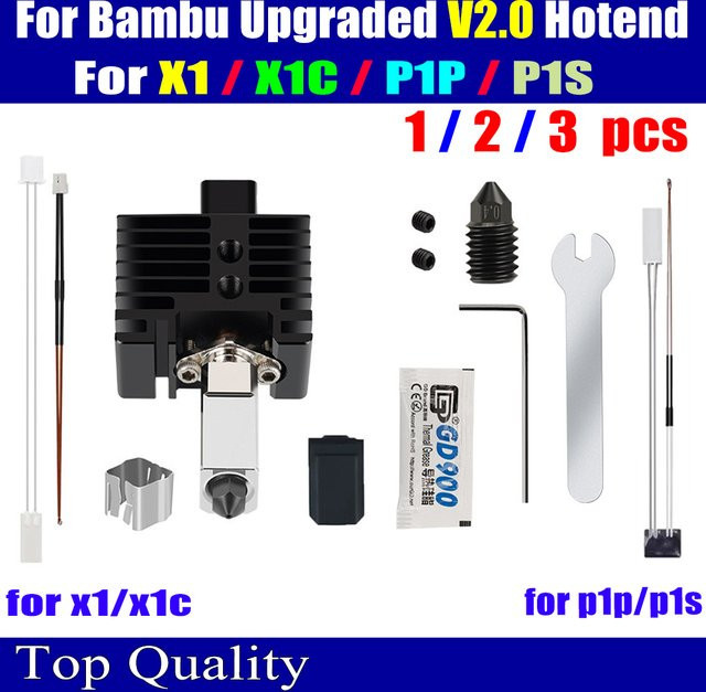 Bambu Lab Hotend Upgrade 2.0 Bi-Metall Düse passend für P1P, P1S, X1, X1C und X1 Carbon mit Thermistor - Bild 1