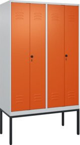 C+P PSA Doppel-Spind Classic PLUS Gestell mit 4 Abteilen, Grau und Orange, Stahl, B/H/T: 120 x 212 x 50 cm - Bild 1