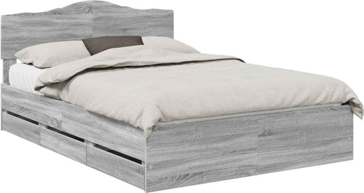 Modernes Funktionsbett vidaXL aus Holzwerkstoff in Grau, B/T/H: 140 x 200 x 90 cm - Bild 1