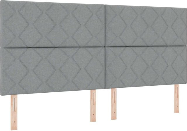 vidaXL Kopfteil mit integrierter Beleuchtung in Hellgrau, gepolstertes Stoff-Design mit geometrischem Muster, Breite: 200 cm - Bild 1