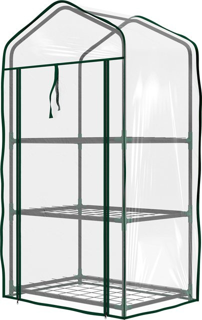 Aosom Outsunny Garten-Gewächshaus mit 3 Regalen, transparentes Balkon-Gewächshaus mit Stahlrahmen und PVC-Abdeckung, B/T/H: 59 x 39 x 127 cm - Bild 1