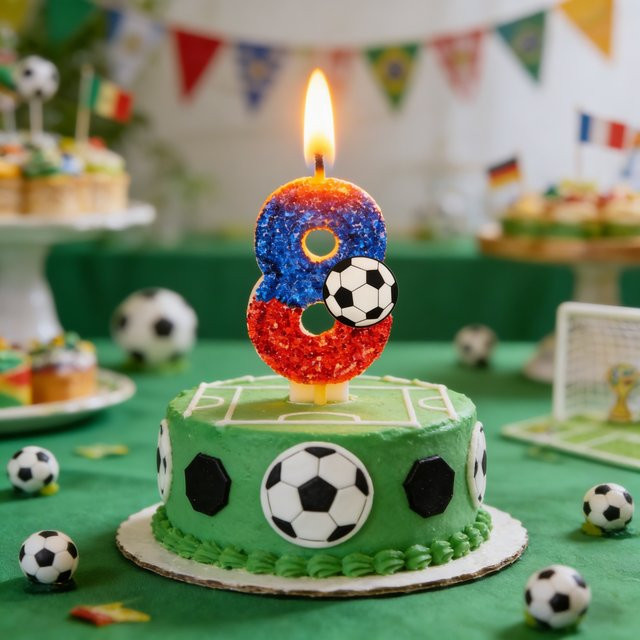Potdemiel Zahlen-Geburtstagskerzen 0-9 im Fußball-Stil aus Wachs für deine Partydekoration - Bild 1