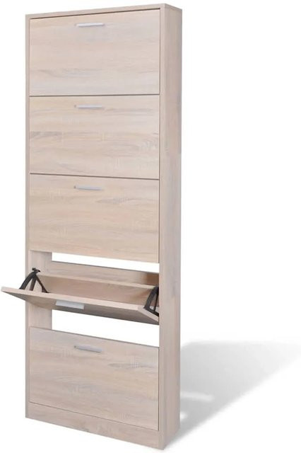 vidaXL Schuhschrank mit 5 Schuhkippern in Eiche, braun/beige - Bild 1