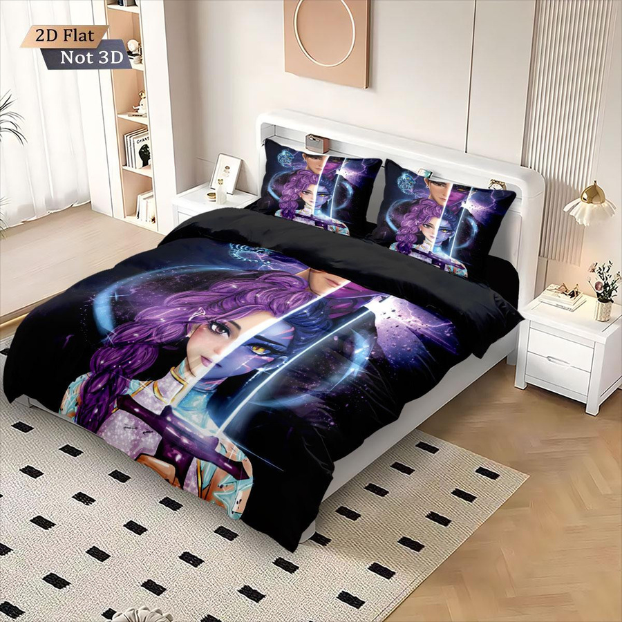 3-teiliges K-Pop Demon Hunters Bettwäsche-Set von A Family Of Home Textiles, kernlose Daunendecke mit Reißverschluss, Multicolor, B/H: 210 x 210 cm - Bild 4