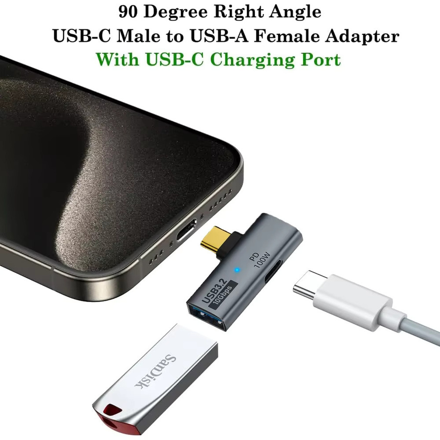 BSN USB Typ-C OTG 2-in-1-Adapter mit 100W PD-Schnellladefunktion in Grau, kompatibel mit Steam Deck, Nintendo Switch, Chromecast, Google TV, MacBook und PC - Bild 3