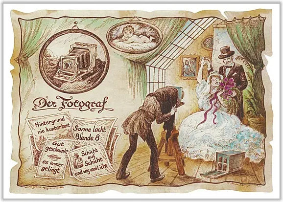 Zunftbild Fotograf als Vintage Paper Poster auf Antikpapier in Braun, Schwarz und Multicolour, A4 Format