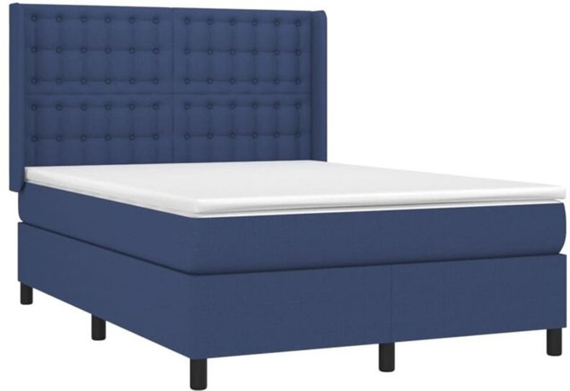 Vidaxl Boxspringbett mit Matratze aus Stoff in Blau, B/T/H: 140 x 190 x 118 cm - Bild 1