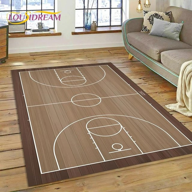 ChenYing01 Basketballplatz Cartoon Teppich für Kinder, braun, B/B: 160 x 200 cm - Bild 1