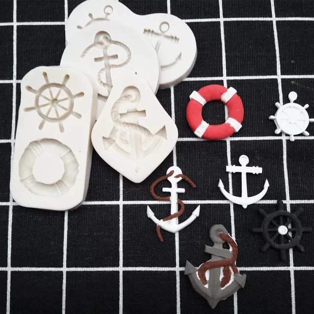 Silikonform für Backzubehör in Form von Möwen, Booten, Ankern und Rudern zur Dekoration von Fondant, Kuchen, Gumpaste und Schokolade in Weiß - Bild 1