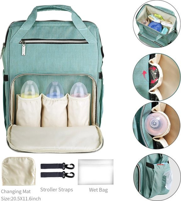 Insular Wickeltasche als Rucksack mit großer Kapazität für unterwegs in Pink oder Türkis - Bild 1
