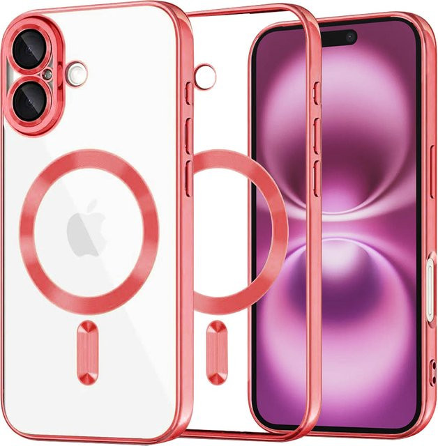 Techsuit Luxury Crystal MagSafe-Hülle für Apple iPhone 16 Plus, Rot/Transparent - Bild 1