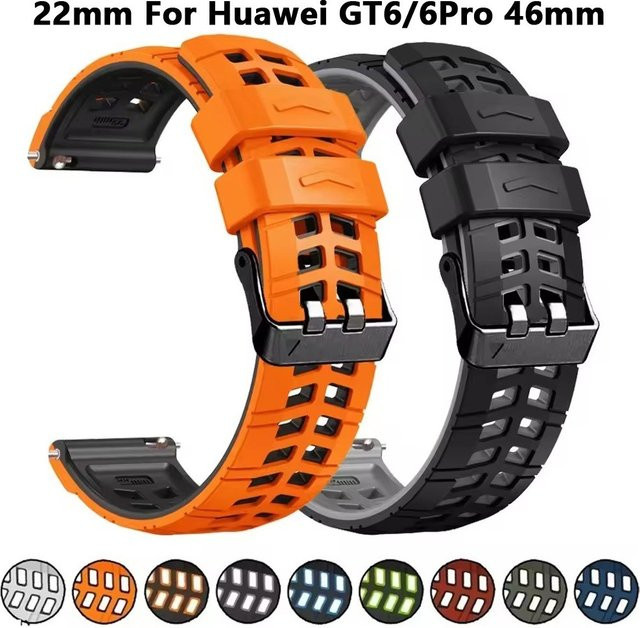 FancyWrist Uhrenarmband Silikon, 22 mm, Black Orange, Unisex - Bild 1