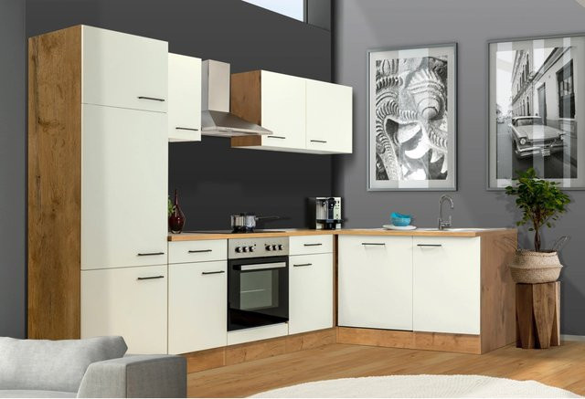 Flex-Well Exclusiv Winkelküche Vintea in Magnolia und Lancelot Oak, B/T/H: 280 x 170 x 57 cm - Bild 1