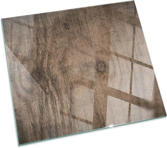 Tulup Kamin Glasplatte mit natürlichem Holzmuster in Braun, B/T: 50 x 50 cm - Bild 1