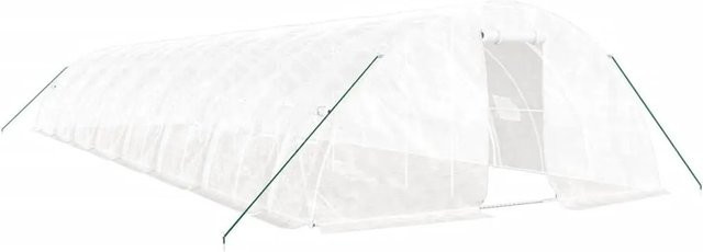 vidaXL Gewächshaus mit Stahlrahmen in Weiß mit 80 m² Fläche, B: 16 m, T: 5 m, H: 2,3 m - Bild 1