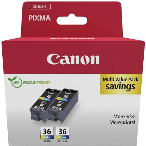 Canon CLI-36 Color Twin Pack Original Tintenpatronen für PIXMA iP100, iP110 und TR150, Cyan, Magenta, Gelb - Bild 1