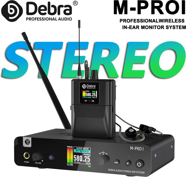 Debra M-PROI Drahtloses In-Ear-Überwachungssystem in Schwarz mit 80 m Reichweite und High-Fidelity 24 Bit/44,1 kHz - Bild 1