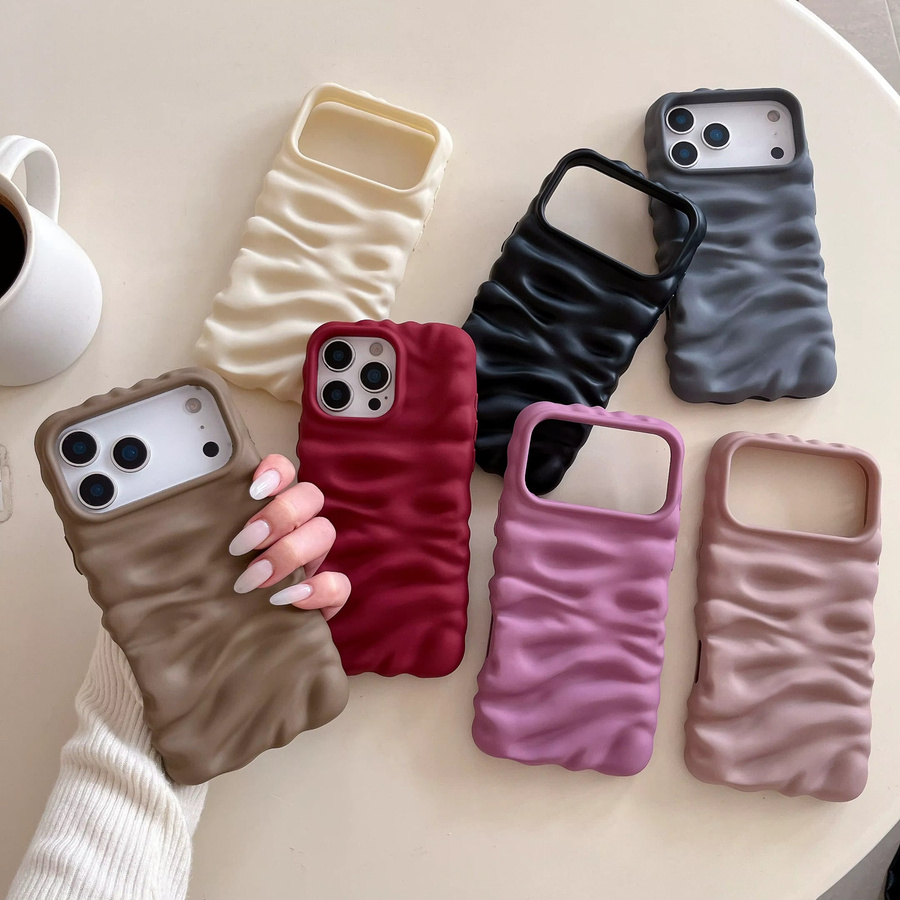 Stoßfeste 3D-Handyhülle mit matter Textur für Apple iPhone 17, Air 16, 15, 14 Plus und 14 Pro Max in Beige und Purple - Bild 3