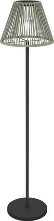 Outsunny Solar Stehlampe im Boho-Stil aus Rattan und Stahl, Grau, 25 LEDs mit Lichtsensor, IP44 Wasserdicht, Durchmesser: 33 cm, Höhe: 135 cm