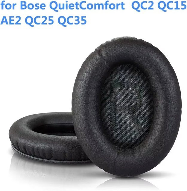 Bose Ersatz-Ohrpolster aus hochwertigem Protein Leder für Quiet Comfort QC15 QC25 QC35 AE2 AE2i AE2w Kopfhörer in Schwarz - Bild 1