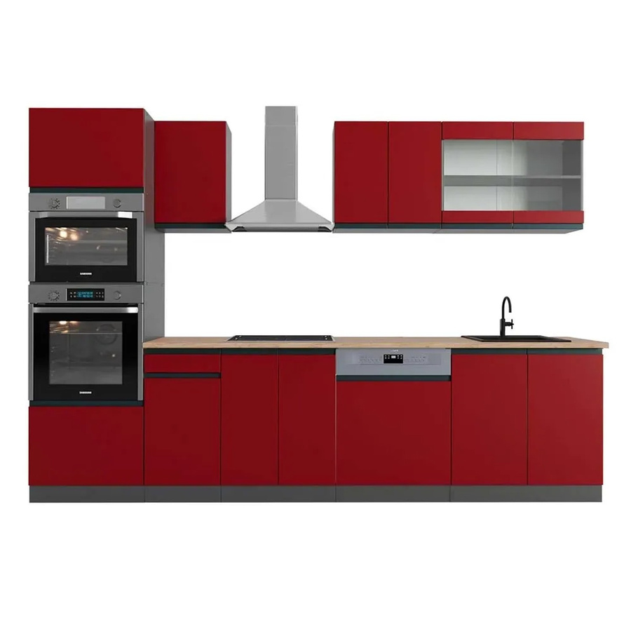 Vicco R-Line Küchenzeile in Rot und Anthrazit mit Hochschrank, Breite: 300 cm - Bild 2