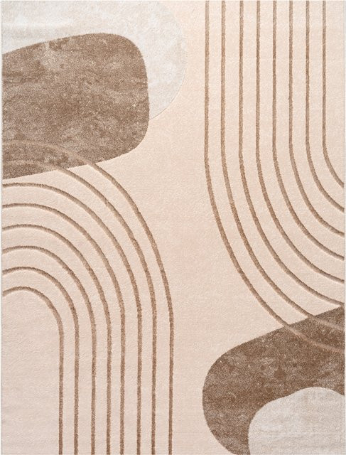 Teppich Tiana in Beige und Grau mit geometrischem Hoch-Tief-Effekt, B/T: 80 x 150 cm - Bild 1
